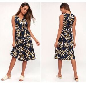 J.O.A. Baya Tropical Print Button Down Dress